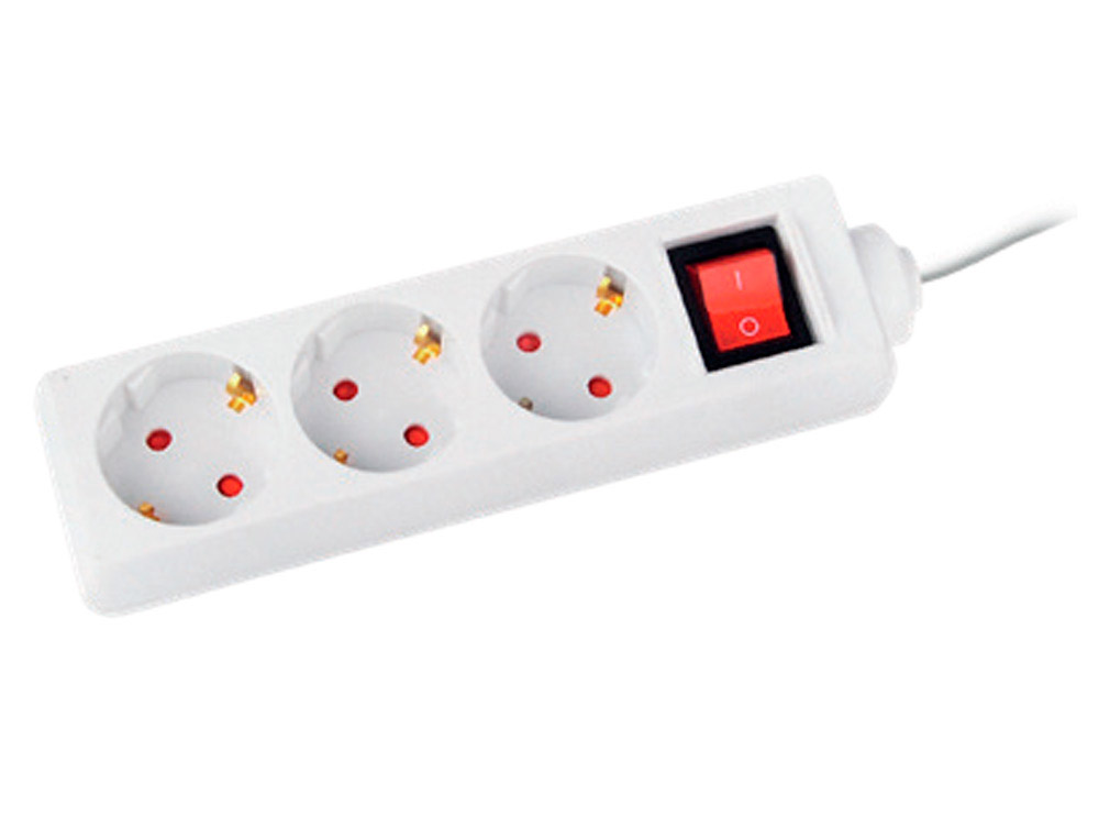 Regleta q-connect 3 tomas de corriente con interruptor longitud cable 1,5 m color blanco