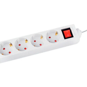 Regleta q-connect 4 tomas de corriente con interruptor longitud cable 1,5 m color blanco