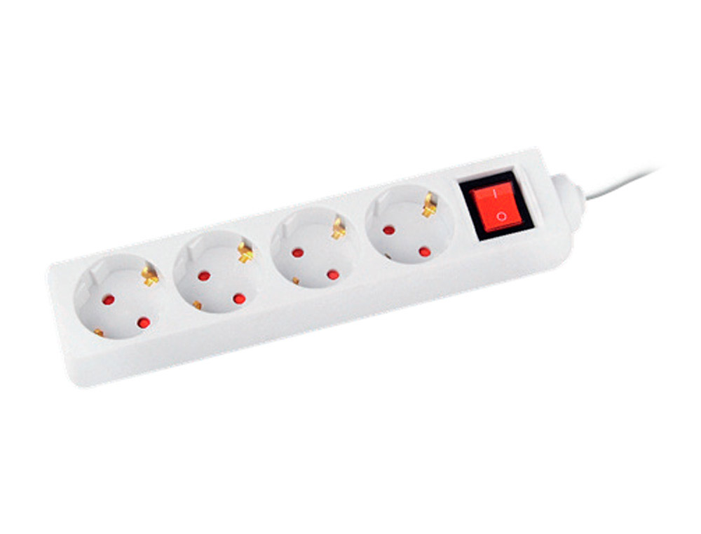Regleta q-connect 4 tomas de corriente con interruptor longitud cable 1,5 m color blanco