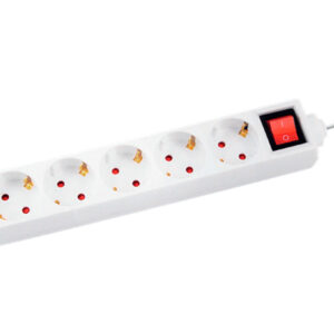 Regleta q-connect 5 tomas de corriente con interruptor longitud cable 1,5 m color blanco