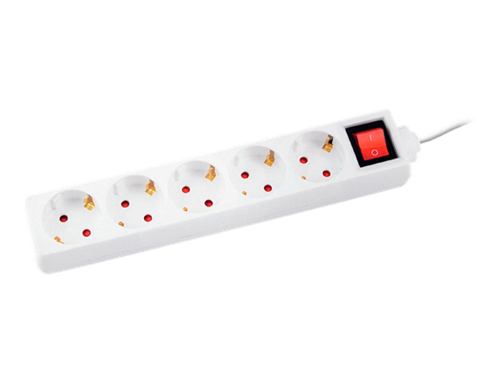 Regleta q-connect 5 tomas de corriente con interruptor longitud cable 1,5 m color blanco