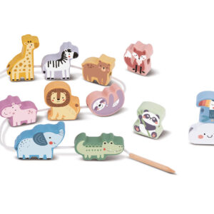Juego infantil imaginovo madera cuentas animales para enhebrar +24 meses 13 piezas 27x6,5x6,5cm