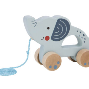 Juego infantil imaginovo madera elefante para arrastrar con ruedas +12 meses 13,4x10x5,4cm