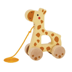 Juego infantil imaginovo madera jirafa para arrastrar con ruedas +12 meses 16x12x5,4cm