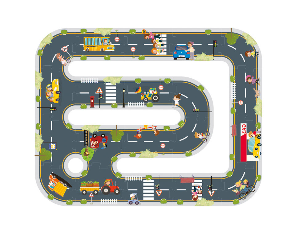 Puzle infantil imaginovo madera ciudad de carretera +3 años 21 piezas 22x22x6,4cm