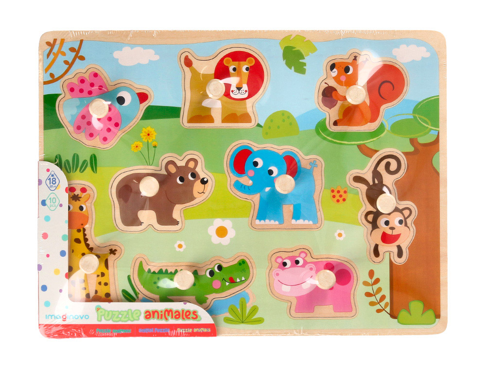 Puzle infantil imaginovo madera animales +18 meses 9 piezas 30x22,5x1,5cm - Imagen 3