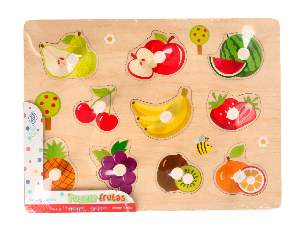 Puzle infantil imaginovo madera frutas +18 meses 10 piezas 30x22,5x1,5cm