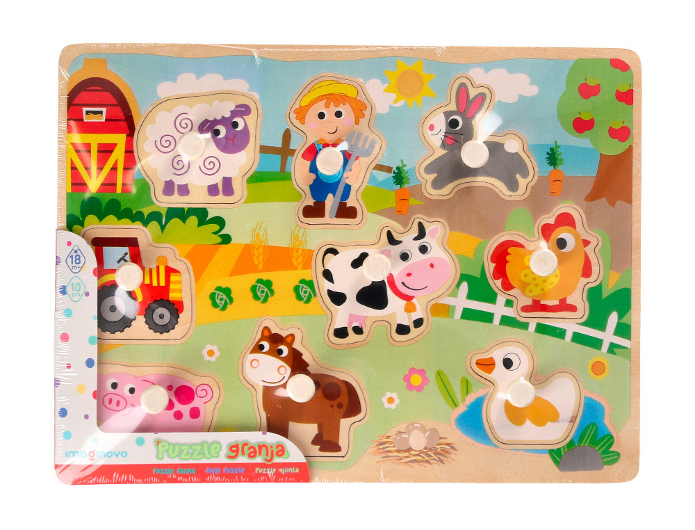 Puzle infantil imaginovo madera granja +18 meses 9 piezas 30x22,5x1,5cm