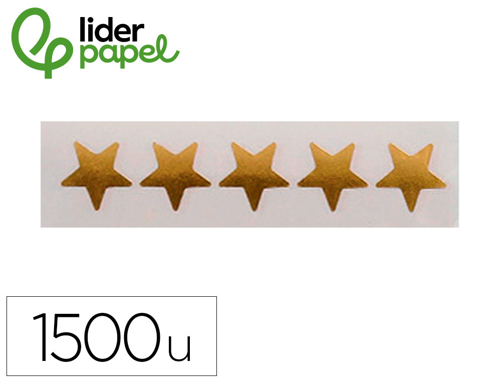 Gomets liderpapel autoadhesivo estrellas doradas 20 mm 1500 unidades en caja de carton