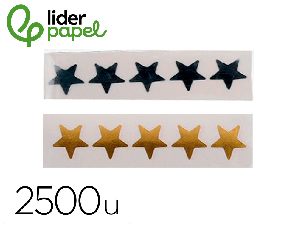 Gomets liderpapel autoadhesivo estrellas doradas surtidas 2500 unidades en caja de carton
