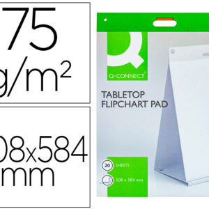 Bloc congreso q-connect liso autoadhesivo sobremesa 508x584 mm 20 hojas papel blanco de 75 g fsc