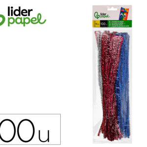 Limpiapipas de chenilla liderpapel 30 cm colores brillantes surtidos bolsa de 100 unidades