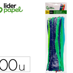 Limpiapipas de chenilla liderpapel 30 cm colores mate surtidos bolsa de 100 unidades