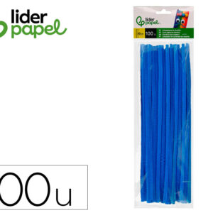 Limpiapipas de chenilla liderpapel 30 cm color azul mate bolsa de 100 unidades