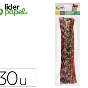 Limpiapipas de chenilla liderpapel 30 cm dos colores brillantes surtidos bolsa de 30 unidades