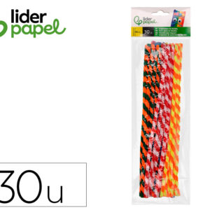 Limpiapipas de chenilla liderpapel 30 cm dos colores mate surtidos bolsa de 30 unidades