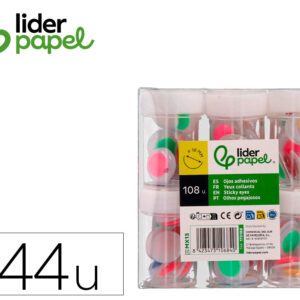 Ojo liderpapel 18 mm blanco con pupila de colores surtidos pack de 108 unidades