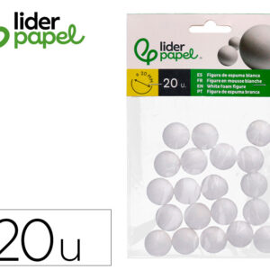 Figura de espuma blanca liderpapel bola de 2 cm bolsa con 20 unidades