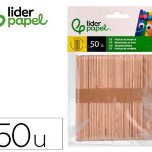 Palitos de madera liderpapel color natural 11,4 x 1 cm bolsa con 50 unidades