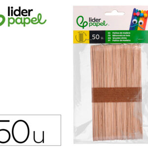Palitos de madera liderpapel color natural 15 x 1,8 cm bolsa con 50 unidades