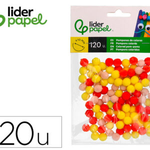 Pompones de colores liderpapel 1 cm tonalidades calidas bolsa con 120 unidades