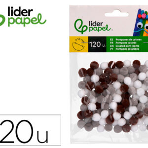 Pompones de colores liderpapel 1 cm tonalidades neutras bolsa con 120 unidades