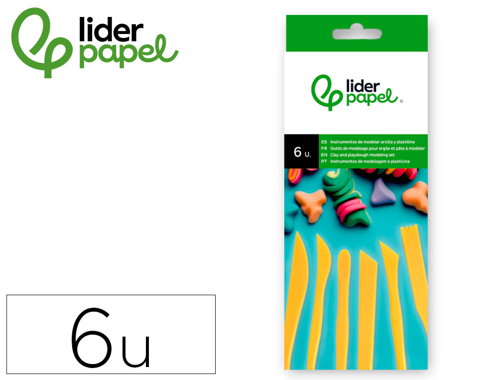 Instrumentos de modelar liderpapel para arcilla y plastilina caja de 6 piezas surtidas