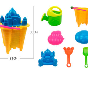 Cubo de playa ao zhi para jugar con la arena set 7 piezas palacio