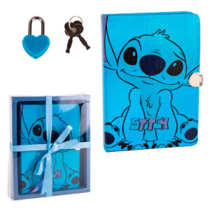 Diario stitch con candado forma corazon 165x210 mm