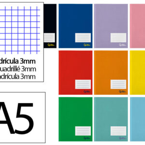 Libreta liderpapel smart a5 plus 32 hojas 75gr cuadro 3mm con margen colores surtidos