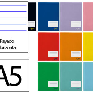 Libreta liderpapel smart a5 plus 48 hojas 75gr horizontal doble margen colores surtidos