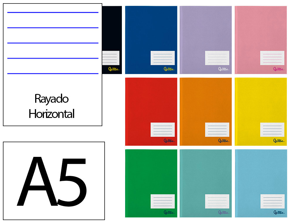 Libreta liderpapel smart a5 plus 48 hojas 75gr horizontal doble margen colores surtidos