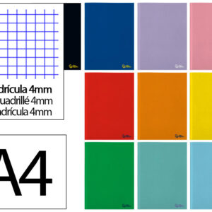 Libreta liderpapel smart a4 32 hojas 75gr cuadro 4mm con margen colores surtidos