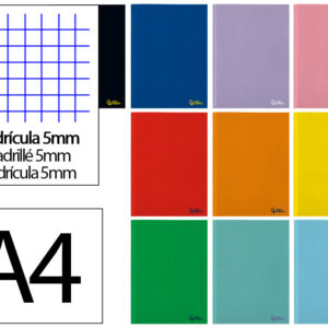 Libreta liderpapel smart a4 48 hojas 75gr cuadro 5mm con margen colores surtidos