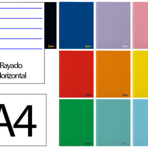 Libreta liderpapel smart a4 48 hojas 75gr horizontal con doble margen colores surtidos