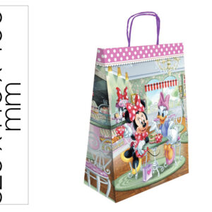 Bolsa para regalo basika papel celulosa 90 g minnie con asa retorcida tamaño l 320x140x400 mm