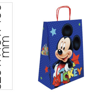 Bolsa para regalo basika papel celulosa 90 g mickey con asa retorcida tamaño l 320x140x400 mm