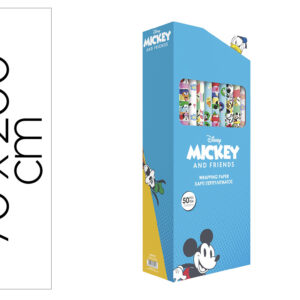 Papel de regalo basika disney mickey and friends rollo ancho 70 cm longitud 2 m diseños surtidos gramaje 60 g