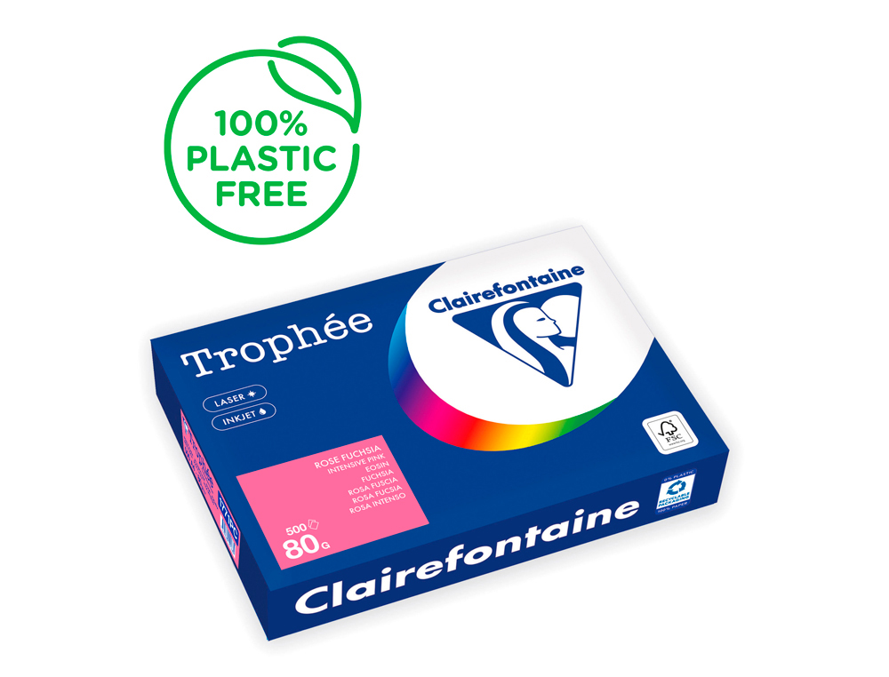 Papel color trophee a4 80gr rosa fuscia intenso paquete de 500 hojas