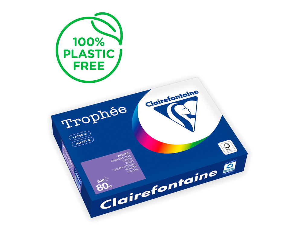 Papel color trophee a4 80gr violeta intenso paquete de 500hojas