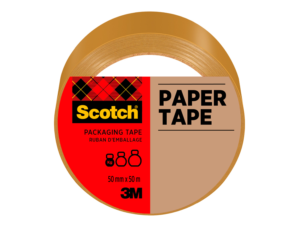 Cinta adhesiva scotch papel color marron para envios postales 50 m x 50 mm
