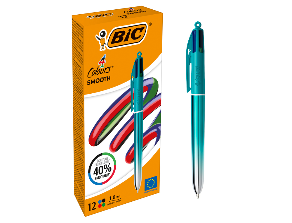 Boligrafo bic cuatro colores smooth gradiente color verde