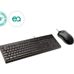 Set teclado y raton kensington km100 eq ecologico con cable color negro