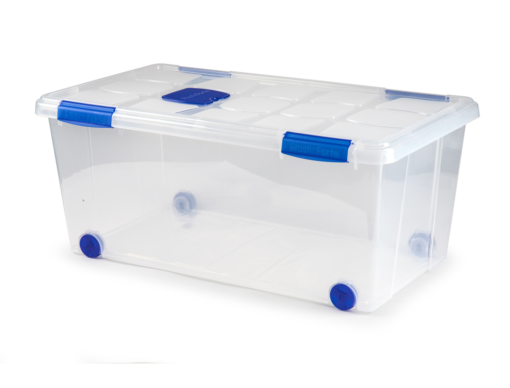 Contenedor plastico plasticforte n 7 transparente con tapa 61l 73x41x32 cm