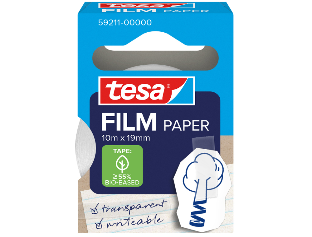 Cinta adhesiva tesa papel transparente 10 m x 19 mm