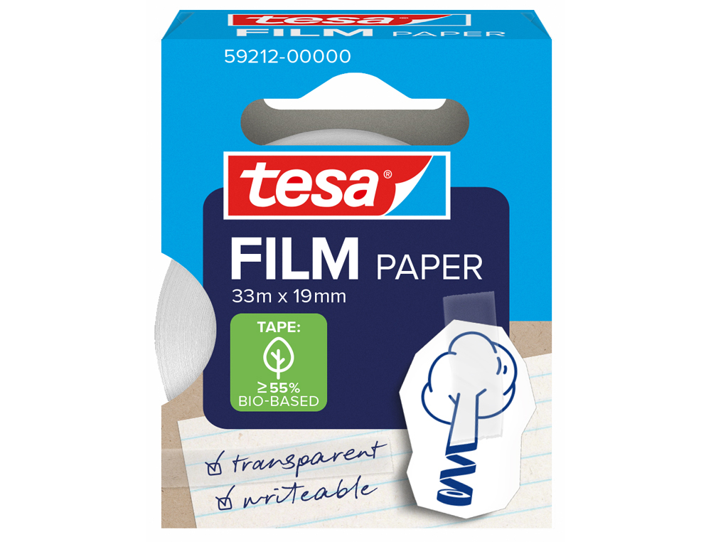 Cinta adhesiva tesa papel transparente 33 m x 19 mm