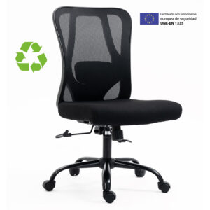 Silla de oficina archivo 2000 eiruga asiento tela respaldo malla regulable en altura mecanismo sincronizado negro
