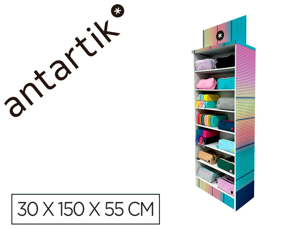 Estuche portatodo antartik expositor de suelo carton con 116 unidades surtidas 30x150x55 cm