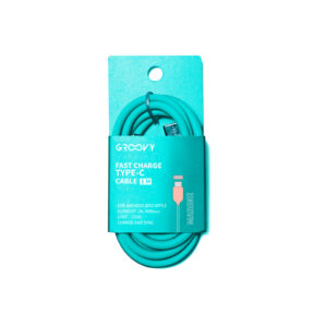 Cable groovy tipo c a tipo c carga rapida longitud 1 m color azul turquesa