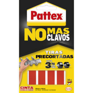 Cinta adhesiva doble cara pattex precortada extra fuertehasta 3 kg 20 x 40 mm blister de 12 unidades